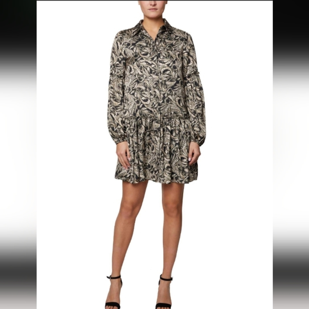 Laundry by Shelli Segal hidden button front pleated hem paisley style midi dress